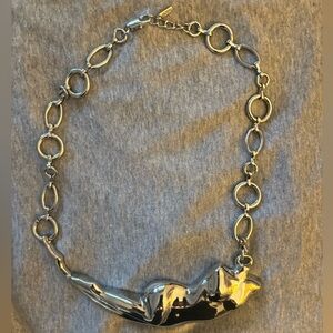 ZARA WOMAN NWT SS24 CHAIN LINK NECKLACE WITH METAL TORSO SILVER